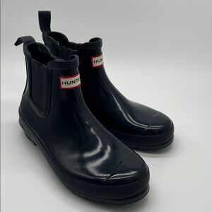 Hunter Women's Chelsea Gloss Short Rain Boots Booties Sz 8 Navy Blue